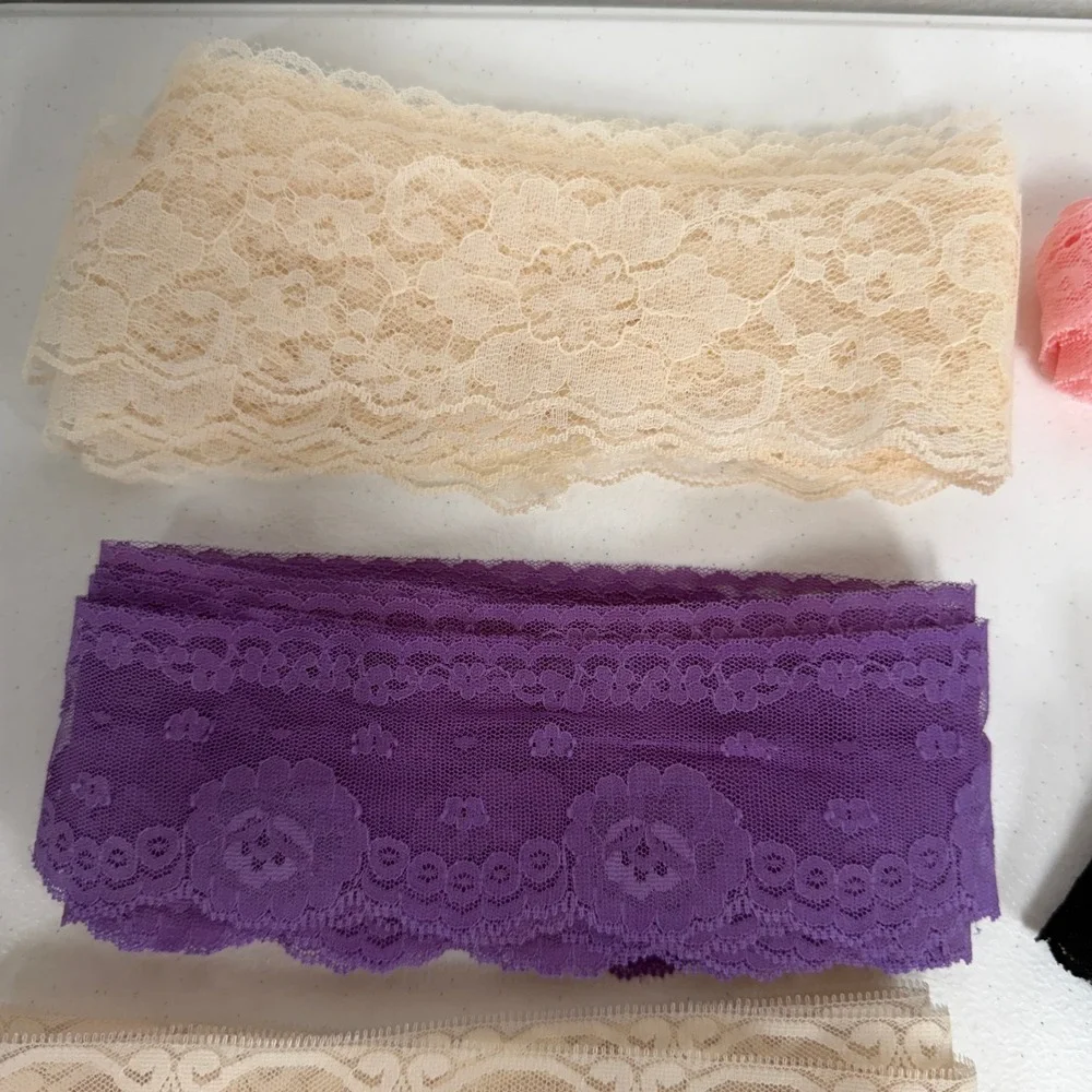 Vintage Lace Trim Lot 7pc Floral Mesh Scalloped Crafting Supplies Multicolor